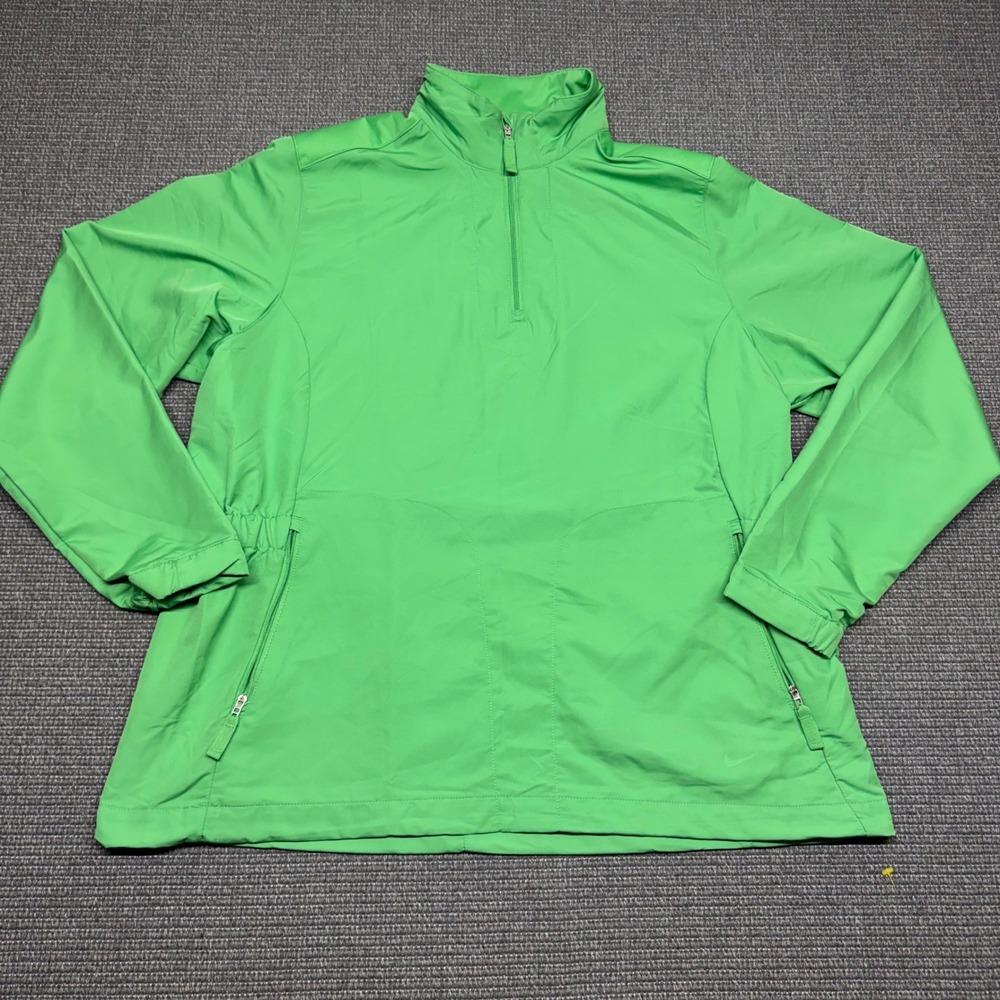 Nike Golf Mens XL Green Quarter Zip Pullover Windbreaker Jacket Lightweight 9286